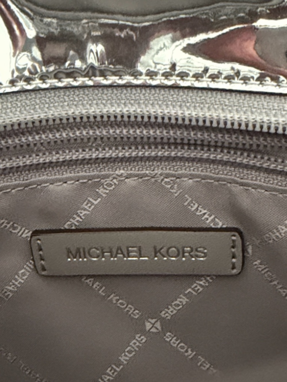 MICHAEL KORS Jet Set Extra Small Metallic Silver Embossed Tote - Picture 7 of 16